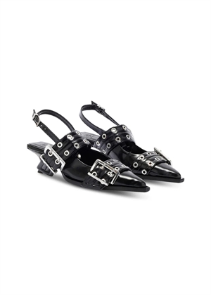 Feminine buckle kitten heel box oleatex Sort B1020092 Ganni 